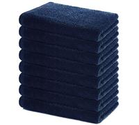 Lavea® Juego de 8 Toallas de Mano de 40 x 70 cm, Suaves y absorbentes, de 100% algodón, con Certificado Öko-Tex, Ideal para baño, Aseo de Invitados, Deporte y Fitness - Azul Marino