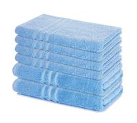 Lavea® Juego de Toallas de Baño 6 Piezas - 100% Algodón - 4 Toallas de Mano 50x100 cm y 2 Toallas de Ducha 70x140 cm - para Hogar, Hotel y SPA - Azul delfín