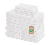 Lavea Serie Elena - Toallas de Mano Premium de 100% algodón, Alta absorción, Tacto Suave, Secado rápido, Resistente, Ideal para baño, SPA y hogar, tamaño 10 Piezas, Blanco