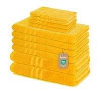Lavea Serie Elena - Toallas de Mano Premium de 100% algodón, Alta absorción, Tacto Suave, Secado rápido, Resistente, Ideal para baño, SPA y hogar, tamaño 10 Piezas, Amarillo Colza