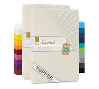 Lavea® Set de 2 Sábanas Bajeras Cama King Size 200x220 cm - Jersey 100% Algodón - para Colchones Topper hasta 12 cm - con Elástico Perimetral - Certificado Oeko-Tex - Blanco Crema