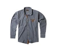 Lavecchia Camisa de manga larga para hombre a cuadros de tallas grandes camisa de manga larga a cuadros Tiempo libre LV-1981, azul vaquero blanco, 3XL