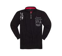 Lavecchia Polo de manga larga para hombre LV-2025, Negro , 6XL