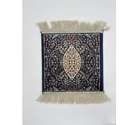 LaVelahome Alfombra clásica pequeña, 35 x 35 cm, sello cuadrado con flecos (35 x 35 cm, Azul_02)