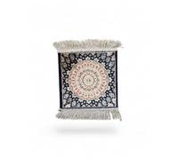 LaVelahome Alfombra clásica pequeña de 35 x 35 cm, sello cuadrado con flecos de borlas (azul_RO, 35_x_35_)