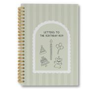 laveliabel Boys Birthday Letters Striped Spiral Notebook, Baby Shower Gifts, Childhood Keepsake Journal, Letters to the Birthday Boy College Ruled Spiral Notebook for New Mom Dad Parent, 5.5x8.3in