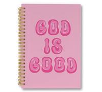 laveliabel God Is Good Christian Spiral Notebook, Pink Bible Journaling Notebooks, Christian Gifts for Women, Pink Preppy Trendy College Ruled Spiral Notebook for School Office Supplies, 5.5x8.3inch