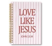 laveliabel Love Like Jesus - Cuaderno cristiano en espiral, cuaderno religioso con versículos bíblicos, cuaderno en espiral con rayas rosas para suministros de oficina escolar, 5.5 x 8.3 pulgadas