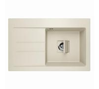 Lavello Qube 1.0 - Fregadero de granito con escurridor y desagüe oculto Lavello Qube 1.0 Beige - Izquierda