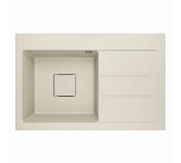 Lavello Qube 1.0 - Fregadero de granito con escurridor y desagüe oculto, sifón Lavello Qube 1.0, color beige - derecho