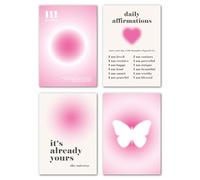 LAVEMA Aesthetic Bilder Aura Deko Poster 3er Set (30x42cm) ohne Rahmen | Rosa Teenager Pink Mädchen Decor Wandbilder Schlafzimmer Wohnzimmer Clean Asthetik Afirmations