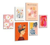 LAVEMA Juego de pósteres de flores bohemias, decoración de pared, primavera, flores, modernos, elegantes decoraciones, abstractos, plantas, murales de Frida Kahlo, póster de pared estético para salón