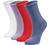 lavendel Calcetines de Bambú Mujer 4 Pares, Sin Costuras, Transpirables, Parte Superior Enrollable Sin Goma, Cómodos para Uso Diario Casual y Formal - Colores Alegres - 35-40