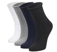 lavendel Calcetines de Bambú Mujer 4 Pares, Sin Costuras, Transpirables, Parte Superior Enrollable Sin Goma, Cómodos para Uso Diario Casual y Formal - Mix - 35-40