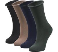 lavendel Calcetines de Bambú Mujer 4 Pares, Sin Costuras, Transpirables, Parte Superior Enrollable Sin Goma, Cómodos para Uso Diario Casual y Formal - Colores Oscuros - 35-40