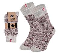 lavendel - Calcetines de Lana Gruesos Unisex Estilo Canadiense con 70% Lana Natural, Calcetines Térmicos de Invierno con Forro Interior Suave, Medias Cálidas Transpirables - Rojo - 35-38