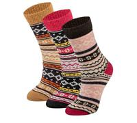 lavendel Calcetines de Lana para Mujer 3 Pares - Calcetines Térmicos Nórdicos de Punto Fino - Calcetines Calientes de Lana Natural Transpirables Invierno - Tallas 36-40 - Mix-1