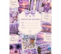 Lavender Coast Composition Notebook | 200 Pages | Wide Ruled | 7.5 x 9.75: Purple Ocean Aesthetic School Journal with Relaxing Beach Photography Everyday Writing