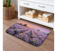 Lavender Fields - Tapete de baño de secado rápido, con patrón floral artístico, antideslizante, tapete decorativo de franela lavable para baño, inodoro, baño, 16 x 24 pulgadas