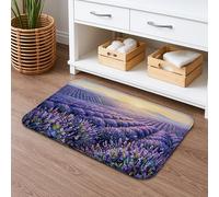 Lavender Fields - Tapete de baño de secado rápido, diseño floral violeta, absorbente, antideslizante, tapete decorativo de franela lavable para baño, baño, baño, 16 x 24 pulgadas