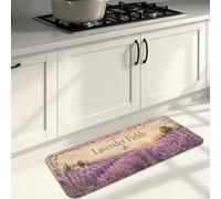 Lavender Fields - Tapetes de cocina para piso, tapetes suaves florales vintage rústicos, acolchados con resorte, cómodos, lavables, para fregaderos de cocina, lavandería, baño, 16 x 47 pulgadas