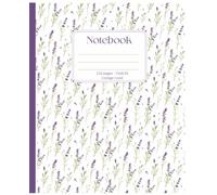 Lavender floral 7.5x9.25 college ruled composition notebook: white paper, 110 pages