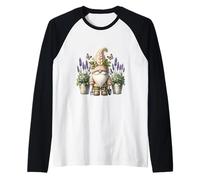 Lavender Flower Garden Gnome For Women And Men Lilac Floral Camiseta Manga Raglan