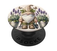 Lavender Flower Garden Gnome For Women And Men Lilac Floral PopSockets PopGrip Adhesivo