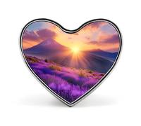 Lavender Flower Mountain Landscape Spring Brooch Pins Heart Badge Collar Lapel Pins Dress Coat Accessories for Women Men