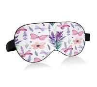 Lavender Flowers and Butterflies Sleep Mask Lightweight Soft Breathable Eye Mask with Adjustable Strap Blackout Eye Mask for Women Men for Travel Night Sleeping