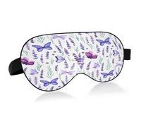 Lavender Flowers and Butterflies Sleep Mask Lightweight Soft Breathable Eye Mask with Adjustable Strap Blackout Eye Mask for Women Men for Travel Night Sleeping