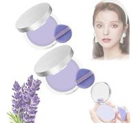 Lavender Matte Powder, Lavender Matte Powder Oil Control, Mini Powder Puff, Silky Blurring Oil Control Long-Lasting Makeup, Powder for Silky Blurring Oil Control Long-Lasting Makeup (2 Pcs)