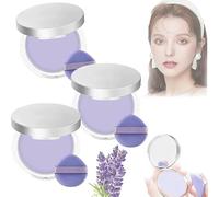 Lavender Matte Powder, Lavender Matte Powder Oil Control, Mini Powder Puff, Silky Blurring Oil Control Long-Lasting Makeup, Powder for Silky Blurring Oil Control Long-Lasting Makeup (3 Pcs)