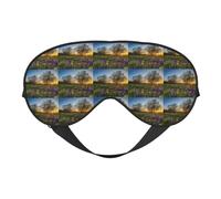 Lavender Meadow at Sunset Spring - Máscara de ojos suave reversible para viajes, correa ajustable opaca para dormir