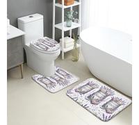 Lavender Relax Soak Unwind - Tapete de baño de secado rápido, diseño floral vintage, absorbente, antideslizante, decorativo, de franela lavable, juego de 3 piezas