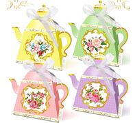 LaVenty 12 bolsas de regalo de fiesta de té floral Lets Partea suministros de fiesta Lets Partea cajas de recuerdo de fiesta de té suministros de fiesta de té bolsas de regalo