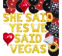 LaVenty 16 globos de Las Vegas con texto en inglés "She Said Yes We Said Vegas", decoración de despedida de soltera, casino, despedida de soltera, guirnalda de globos