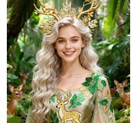 LaVenty de cuernos de ciervo diadema fantasia hadas elfos festival vestimenta tocado fiesta sombrero lúdico