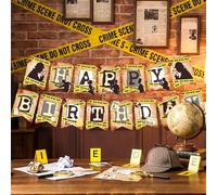LaVenty decoración banner guirnalda fiesta cumpleaños detective misterio | decoración banner guirnalda fiesta cumpleaños detective misterio agente secreto accesorios marrón