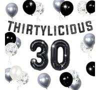 LaVenty Decoración de cumpleaños número 30 para hombre, diseño con texto en inglés "Talk 30 to Me"