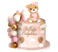 LaVenty Decorazione torta orsacchiotto Decorazione Cute Pink Teddy Bear Cake Decoration Cake Decoration Christening Cake Decoration 1 Year Blue Cake Decoration