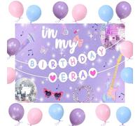 LaVenty Globos con texto en inglés "In My Birthday Era" para decoración de fiesta de cumpleaños de cantante