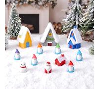 LaVenty navidad muñeco de nieve mini adorno kit para diy | Kit miniatura adorno navideño para bricolaje figuritas diminutas con muñeco de nieve mesa decoración