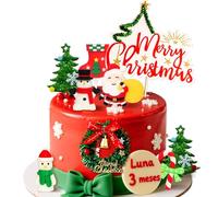 LaVenty papá noel feliz navidad adornos para tortas muñeco de nieve ciervo árbol de navidad varitas decorativas para tartas navideñas