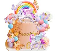 LaVenty pony unicornio decoracion de tarta pony decoración de cumpleaños adorno de tarta arco iris decoracion de cumpleaños arco iris decoracion de tarta de cumpleaños para niña