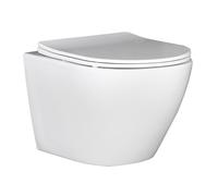 Laveo Desna taza de inodoro con asiento de cierre suave suspendido sin reborde blanco brillante VMD600S