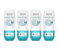 lavera Basis Sensitiv Desodorante Roll-On 48h Pack 4 Unidades - Desodorante Natural Sin Alcohol ni Sales de Aluminio - Con Aloe Vera Bio y Hamamelis Bio - 4 x 50 ml