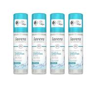 lavera Basis Sensitiv Desodorante Spray 48h Pack 4 Unidades - Desodorante Natural Sin Sales de Aluminio - Con Aloe Vera Bio y Verbena Bio - 4 x 75 ml