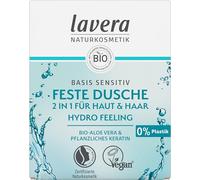 lavera Basis Sensitiv Ducha permanente 2 en 1 para la piel y el cabello. Con aloe vera orgánica y queratina vegetal. Limpia sin secarse. 3 veces más eficaz que el gel de ducha líquido, 50 g