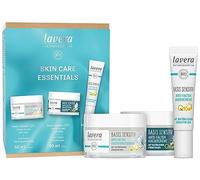 lavera - Caja de regalo con cuidado esencial Q10, crema de día y noche, crema para los ojos, basis sensitiv vegana